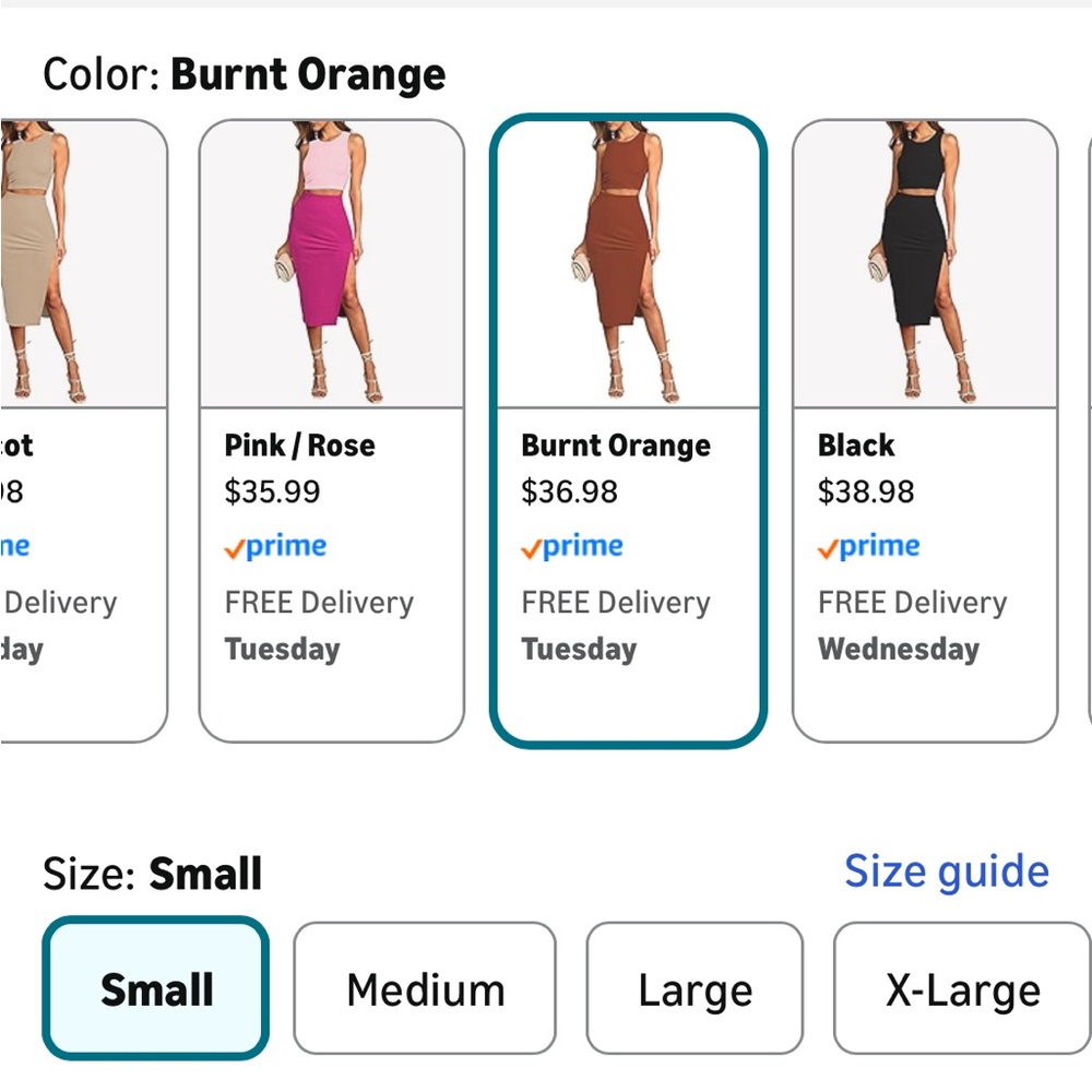 Rust Crop Top & Midi Skirt Set Size Small NWT - Picture 4 of 7